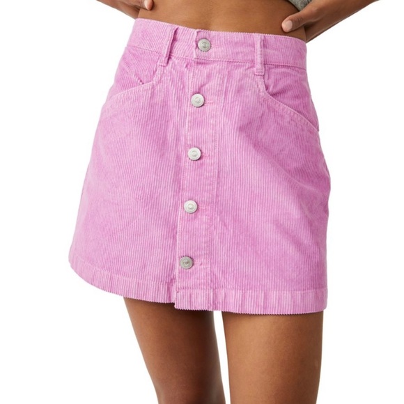 Free People Pink Ray Corduroy Mini Skirt | FP Hot Pink Skirt | NWOT - Picture 5 of 12